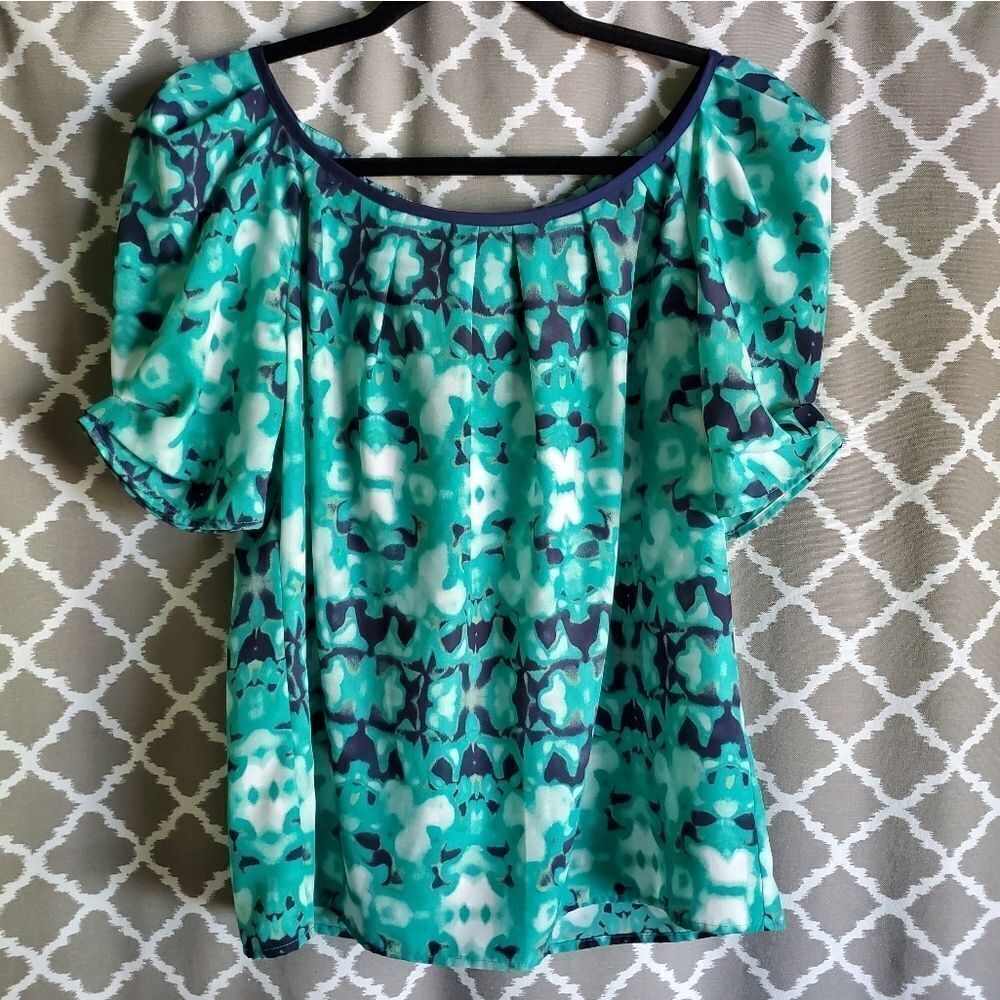 Antonio Melani Puff Sleeve Watercolor Top S